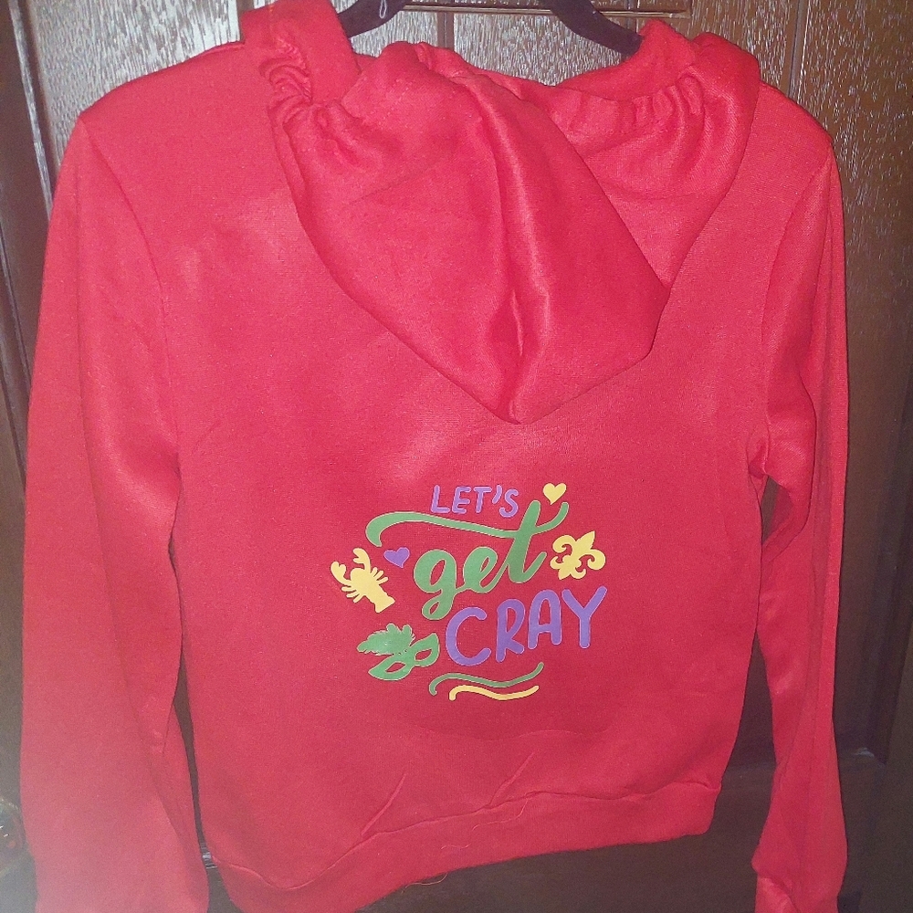 Mardi Gras Upcycled Red Hoodie & Track Pants/ Jogger Set, NWT